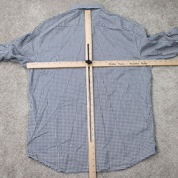 Banana Republic Oxford Shirt Mens Large Blue Untucked Fit Slim Fit Cotton L/S - Picture 11 of 14